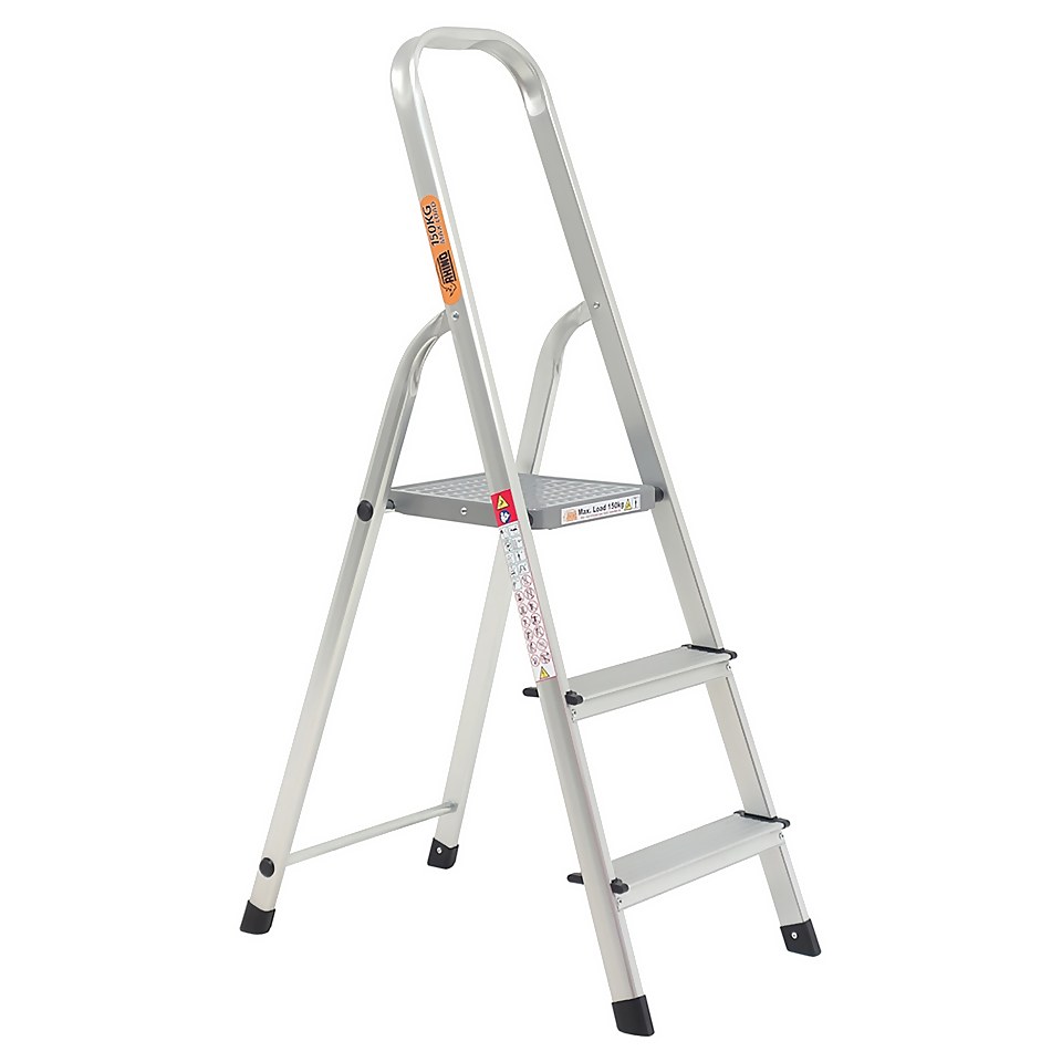 Rhino Lightweight Aluminium Step Ladder -  3 Tread