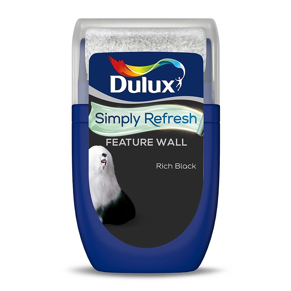 Dulux Simply Refresh Feature Wall One Coat Matt Emulsion Paint Rich Black - Tester 30ml