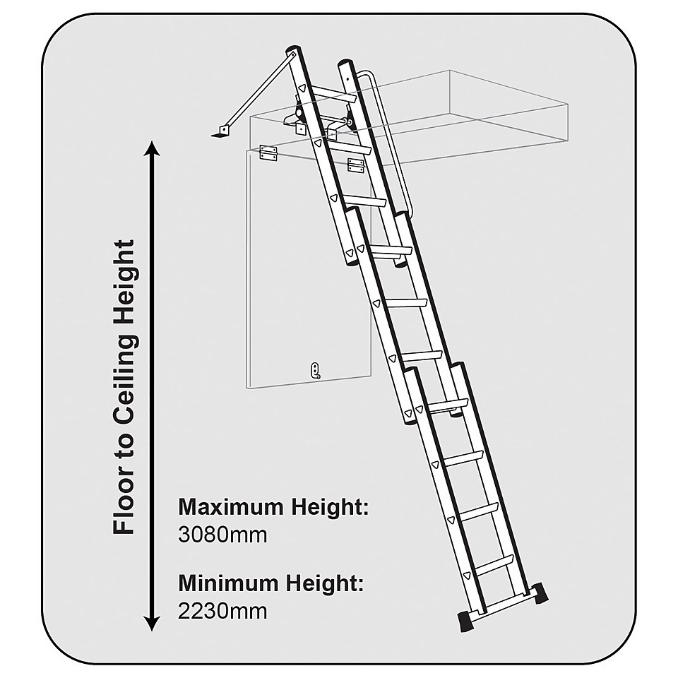 Rhino 3 Section Loft Ladder with Handrail