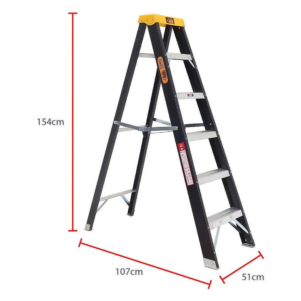 Rhino Fibreglass Step Ladder - 6 Tread