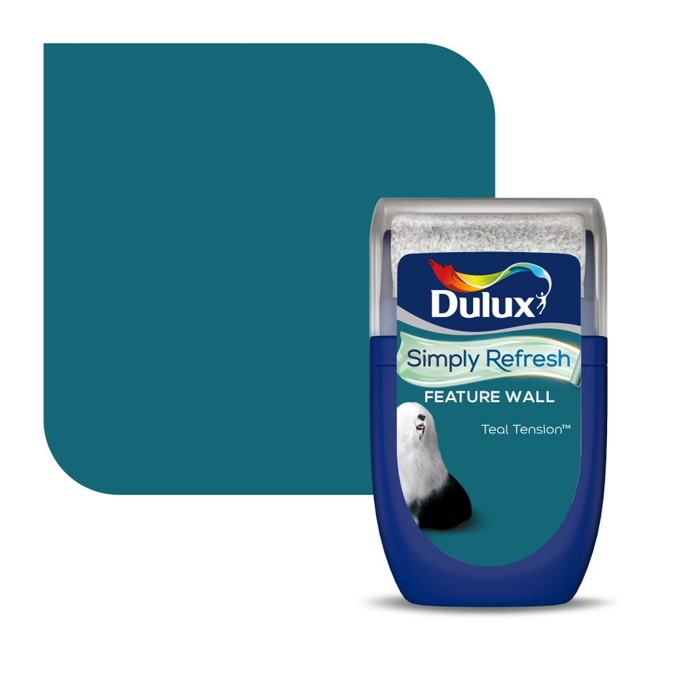 Dulux Simply Refresh Feature Wall One Coat Matt Emulsion Paint Teal Tension - Tester 30ml