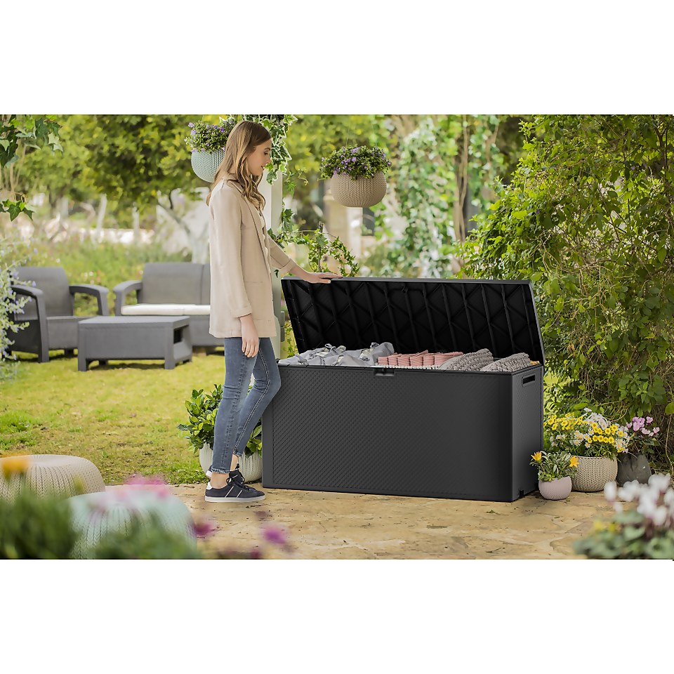 Keter Emily Outdoor Garden Storage Box 277L - Graphite