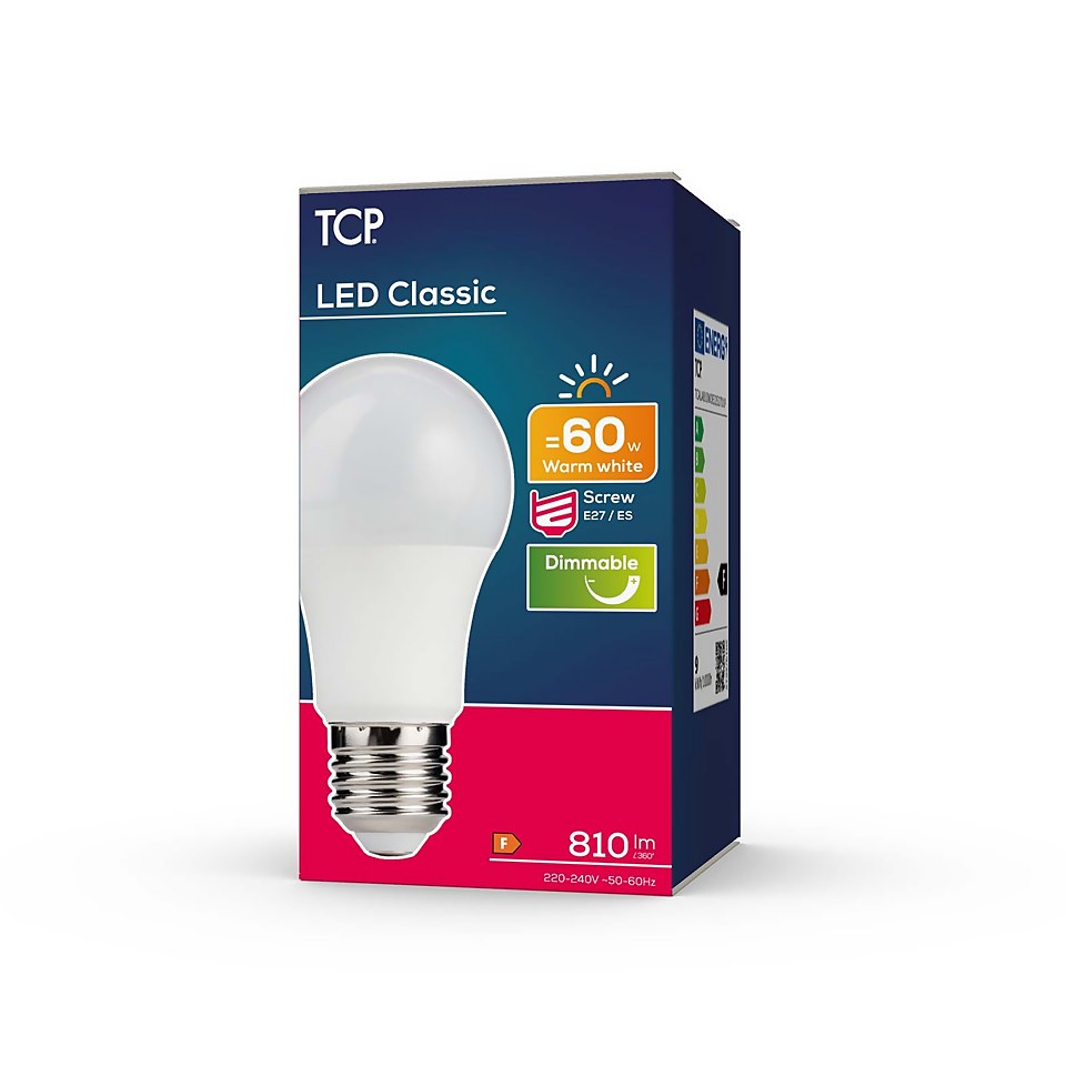 TCP Led Classic 60w Es Dimmable Warm White Bulb 1pk