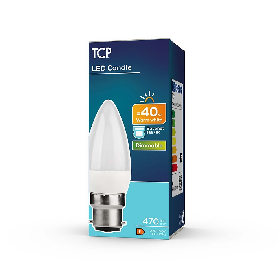 TCP Led Candle 40w Bc Dimmable Warm White Bulb 1pk