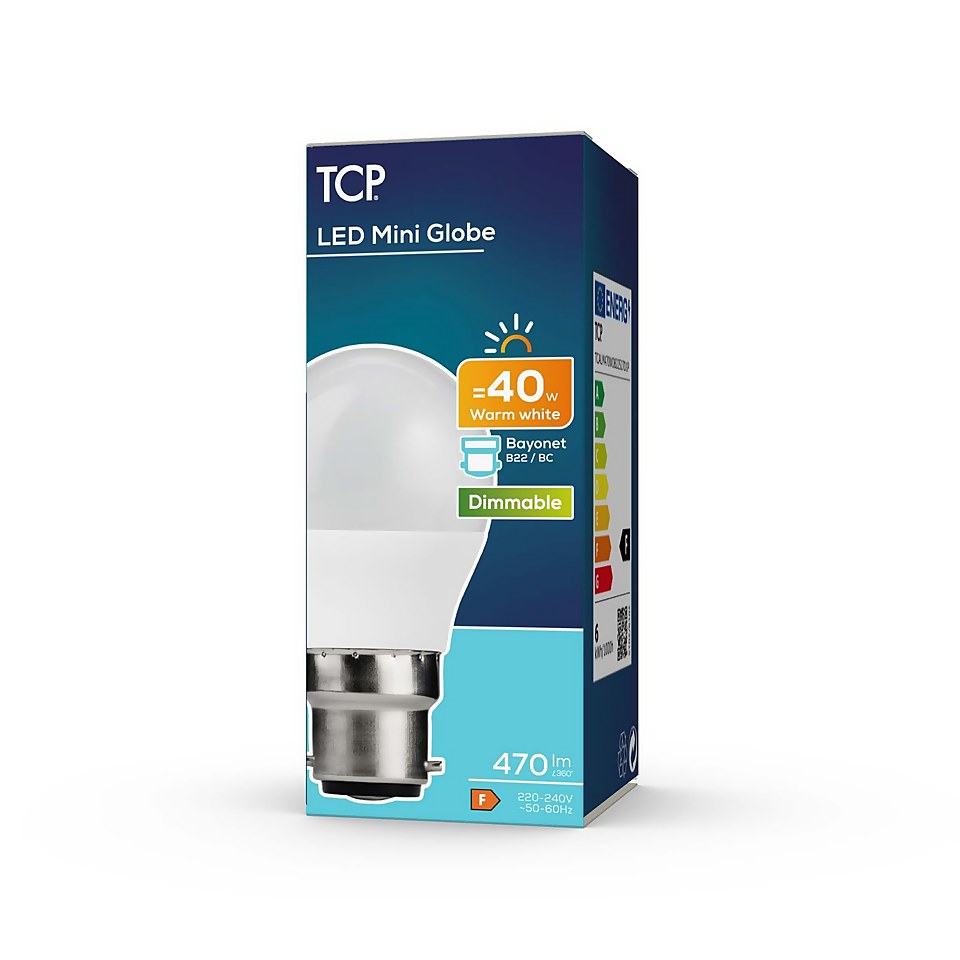 TCP Led Globe 40w Bc Dimmable Warm White Bulb 1pk