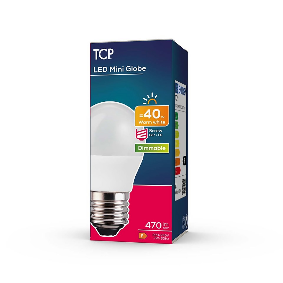 TCP Led Globe 40w Es Dimmable Warm White Bulb 1pk