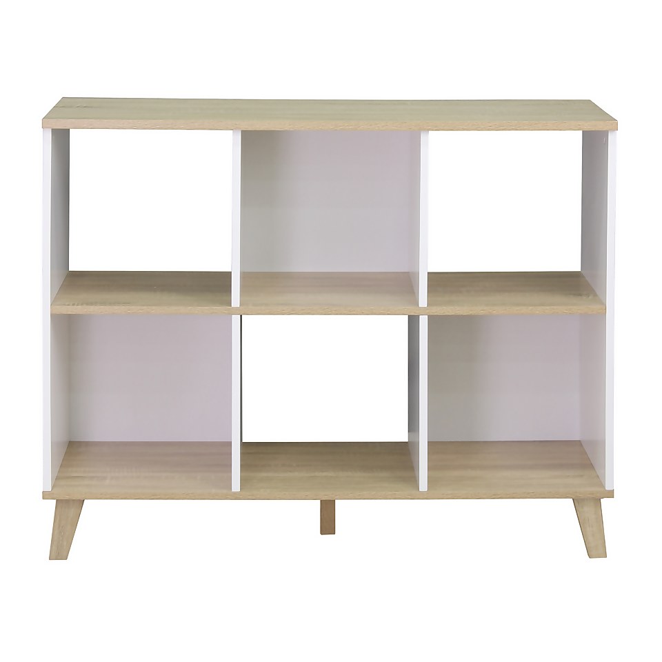 Clever Cube 2x3 Storage Unit with Wooden Legs - White & Oak