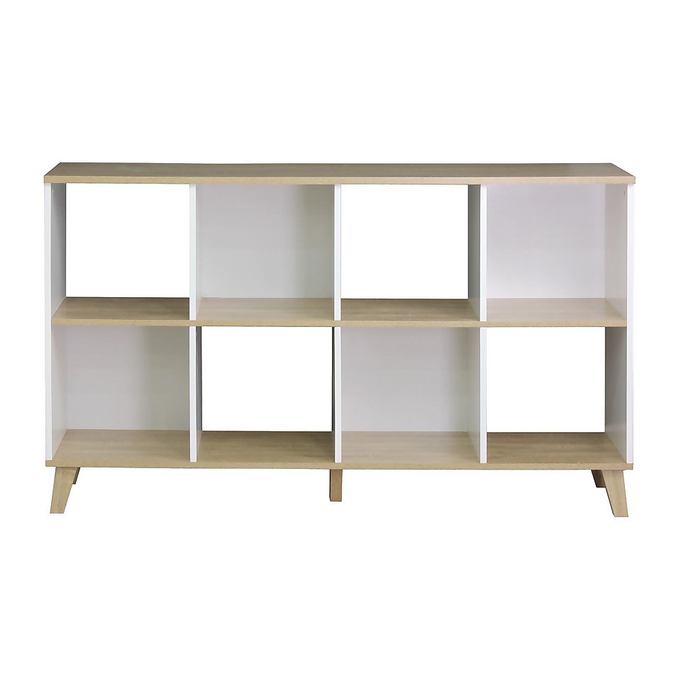 Clever Cube 2x4 Storage Unit with Wooden Legs - White & Oak