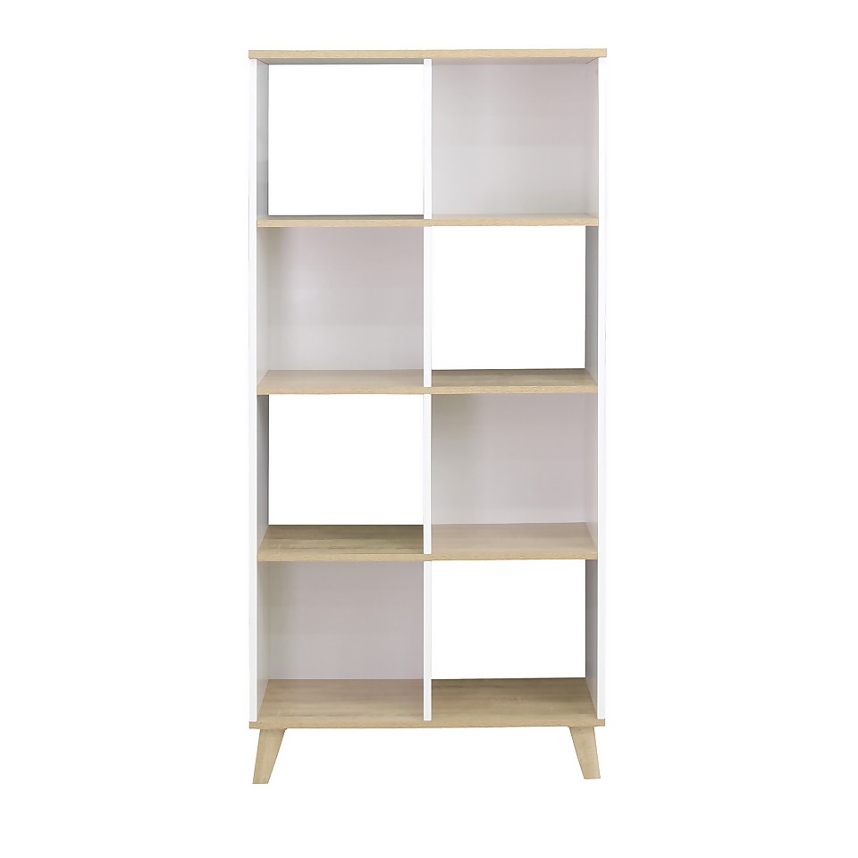 Clever Cube 4x2 Storage Unit with Wooden Legs - White & Oak