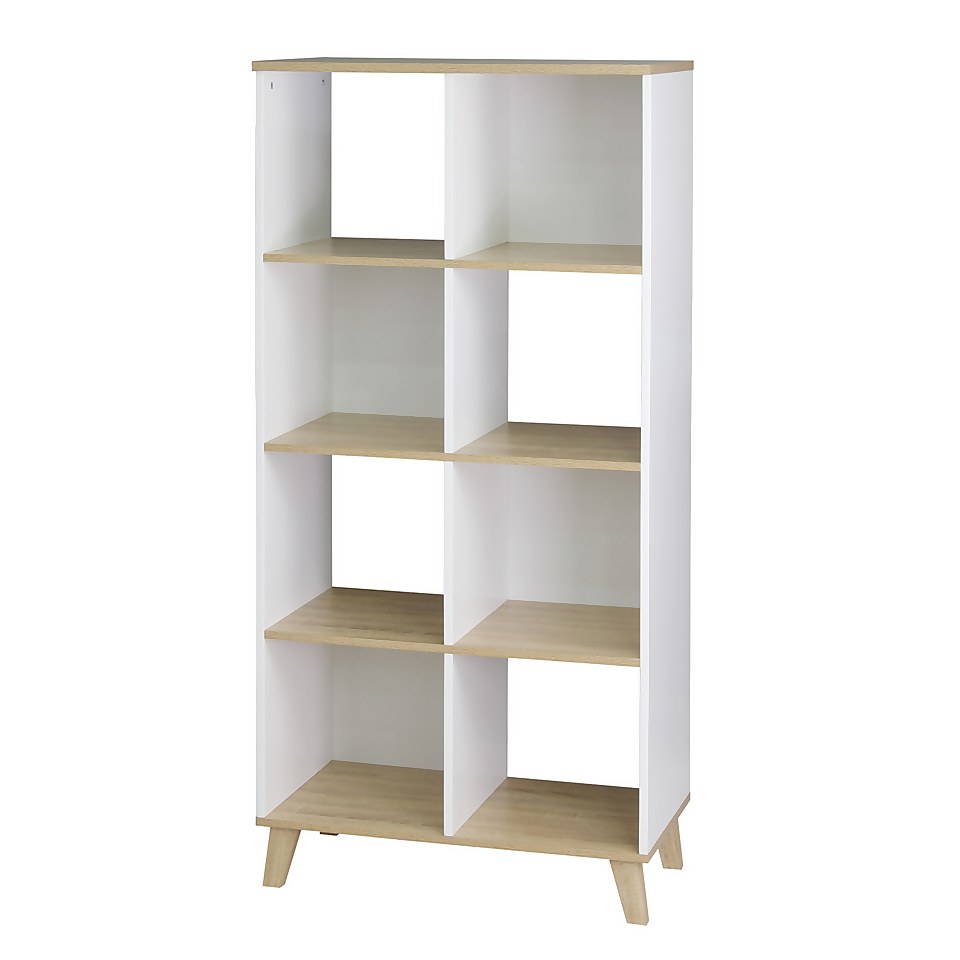 Clever Cube 4x2 Storage Unit with Wooden Legs - White & Oak