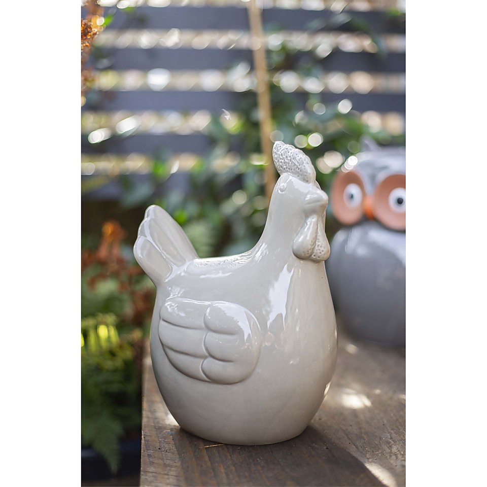 Ceramic Chicken Garden Ornament - 25cm