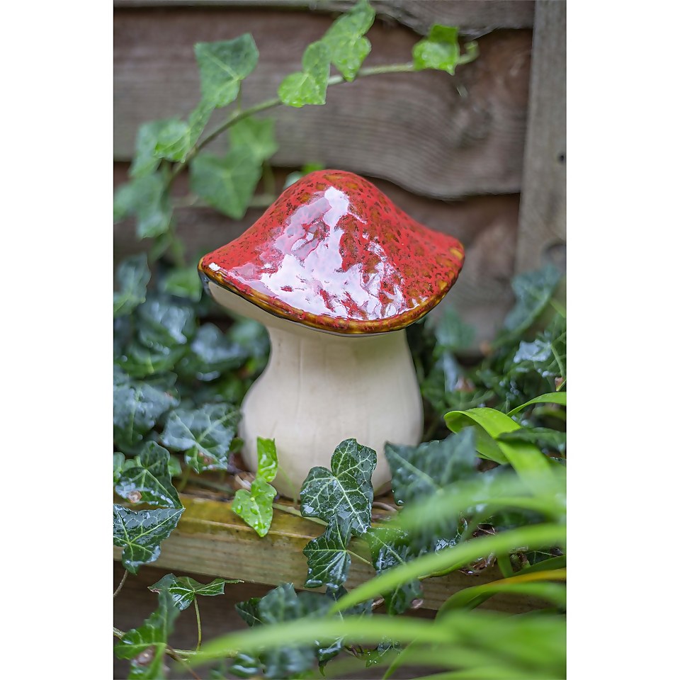 Ceramic Mushroom Garden Ornament - Medium