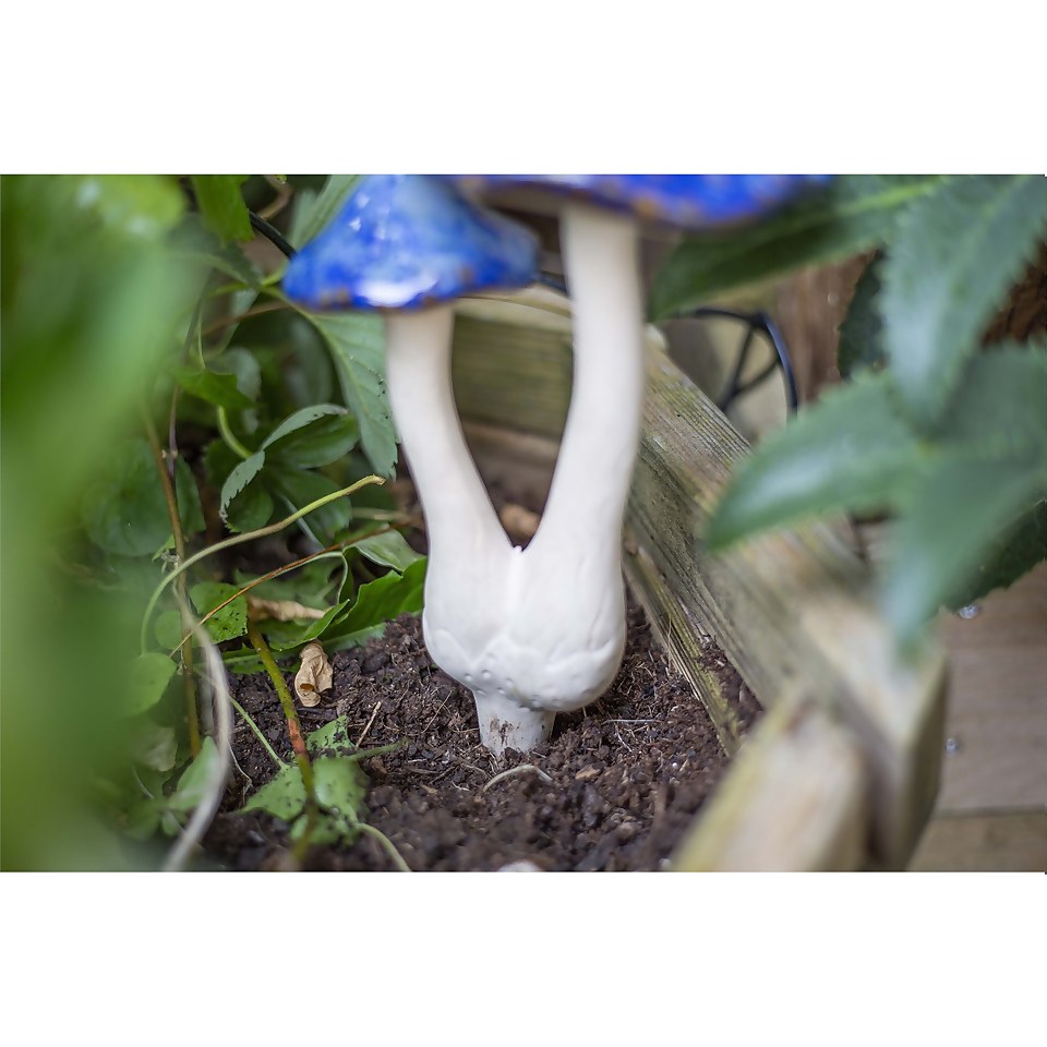 Ceramic Twin Mushroom Garden Ornament - 17cm