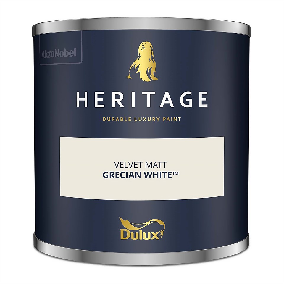 Dulux Heritage Matt Emulsion Paint Grecian White - Tester 125ml
