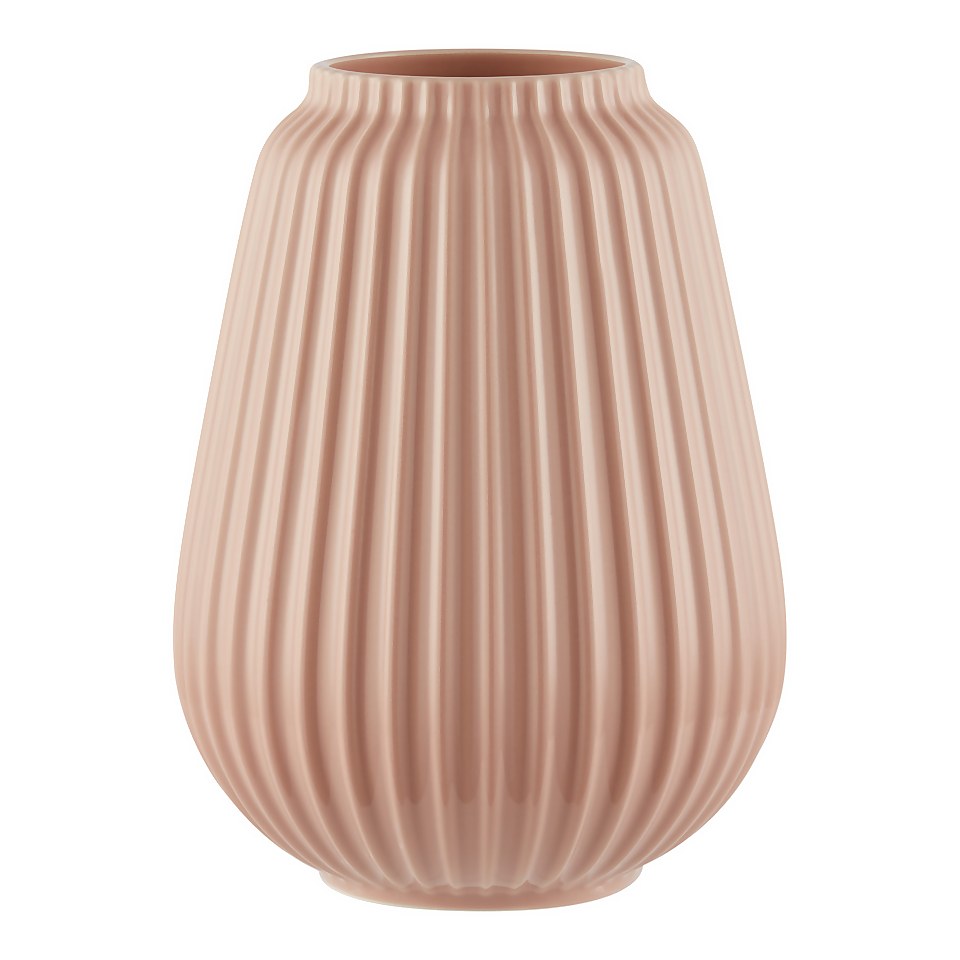 House Beautiful Line Textured Ceramic Vase - Blossom