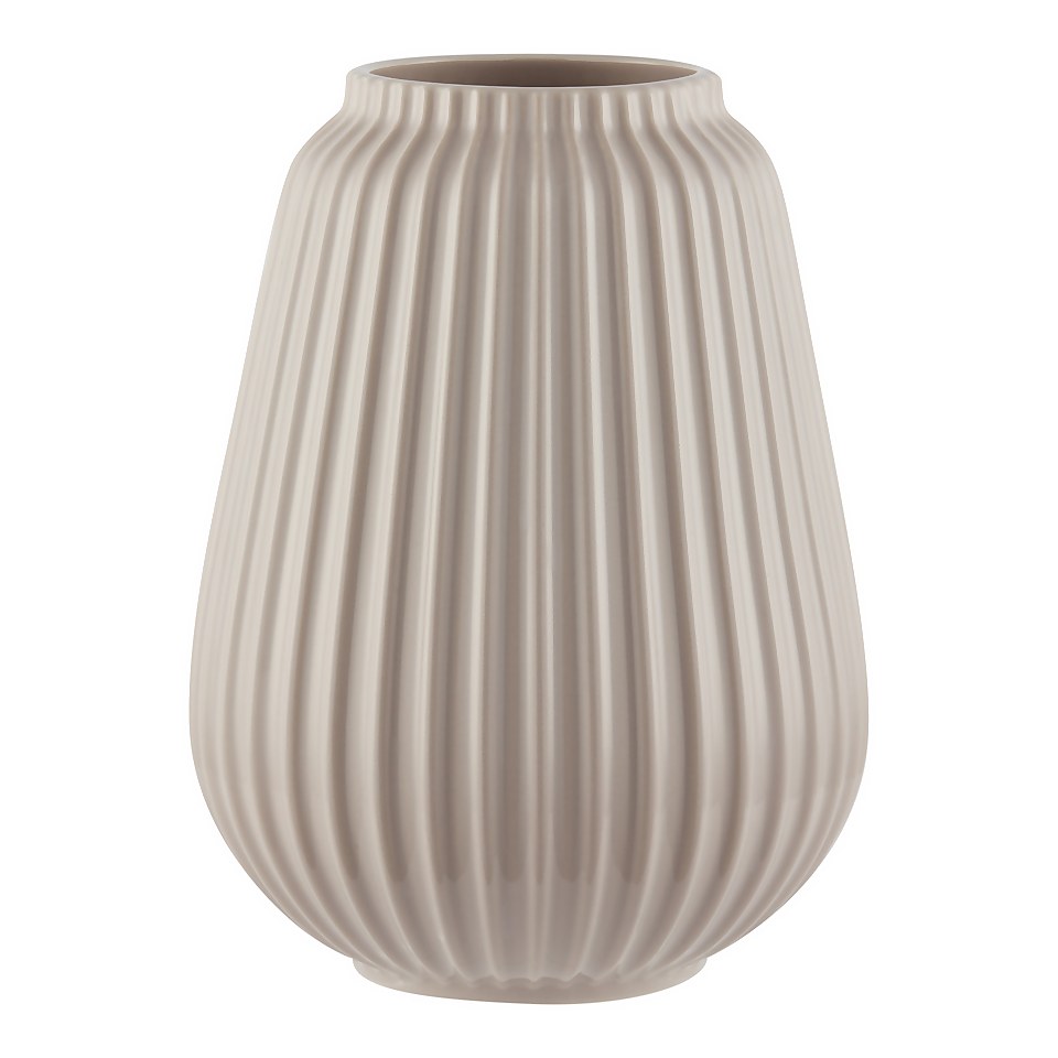 House Beautiful Line Textured Ceramic Vase - Mist
