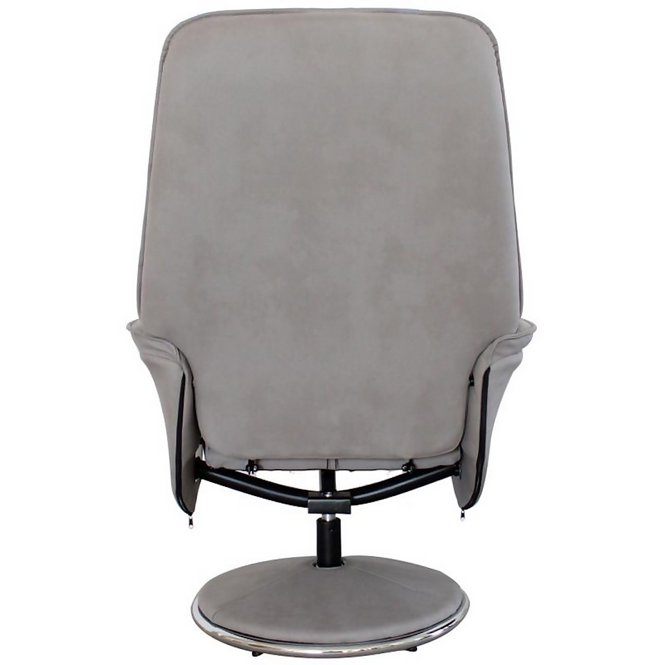 Rex Recliner Chair and Footstool - Grey