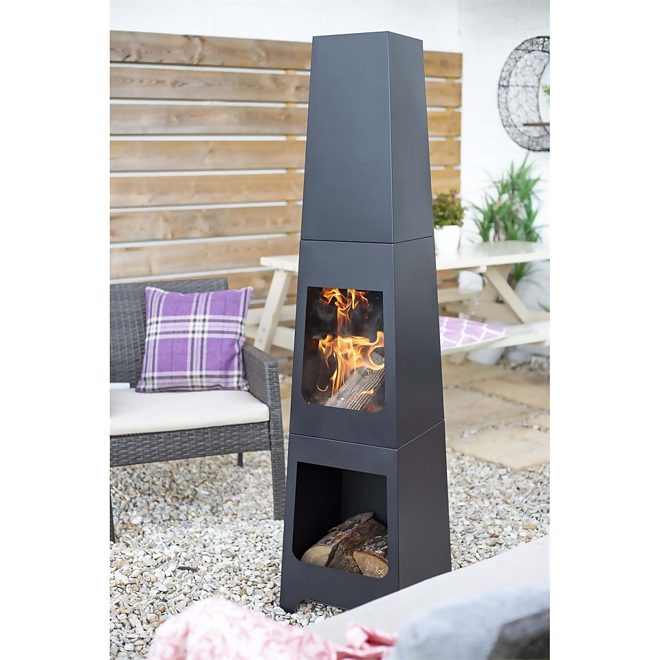 Malmo Steel Chiminea with Log Store