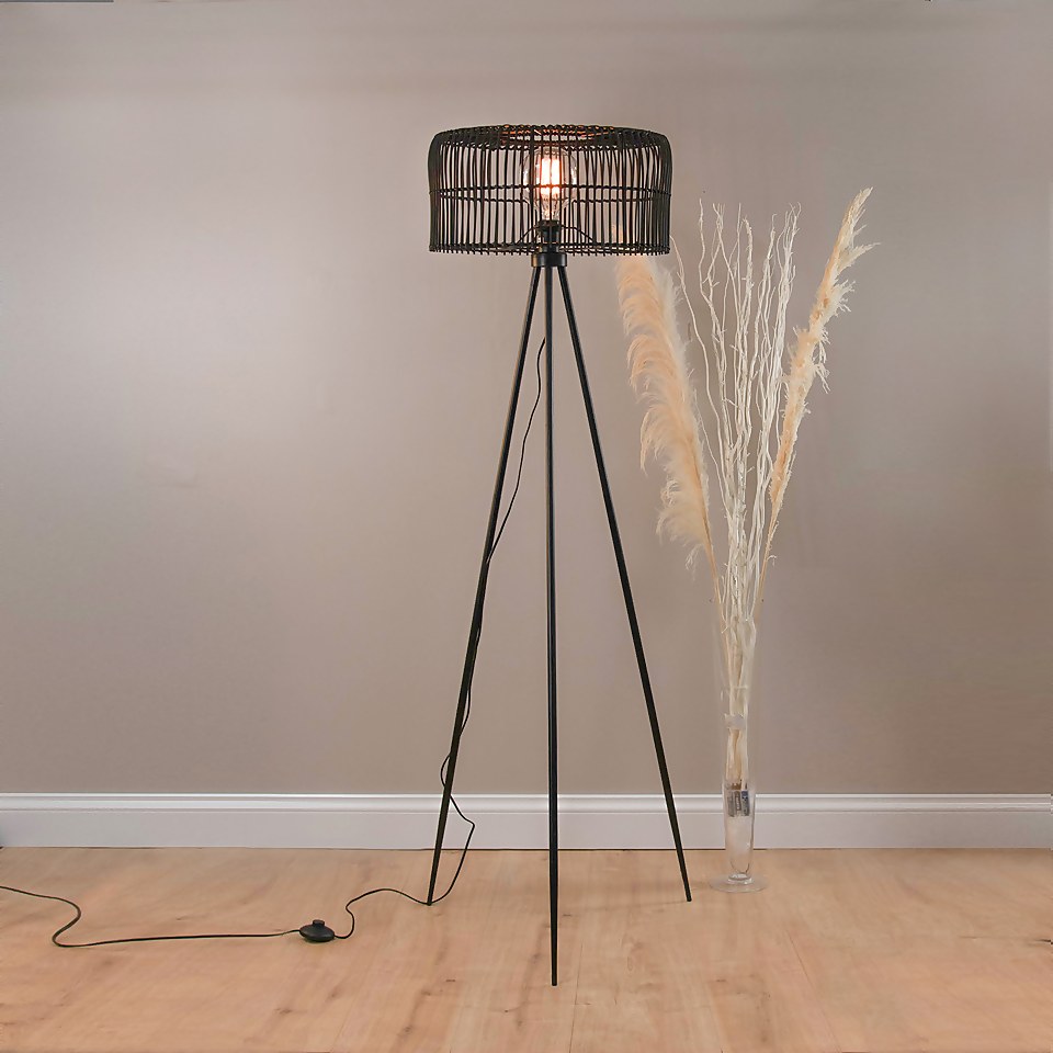 Benji Rattan Floor Lamp
