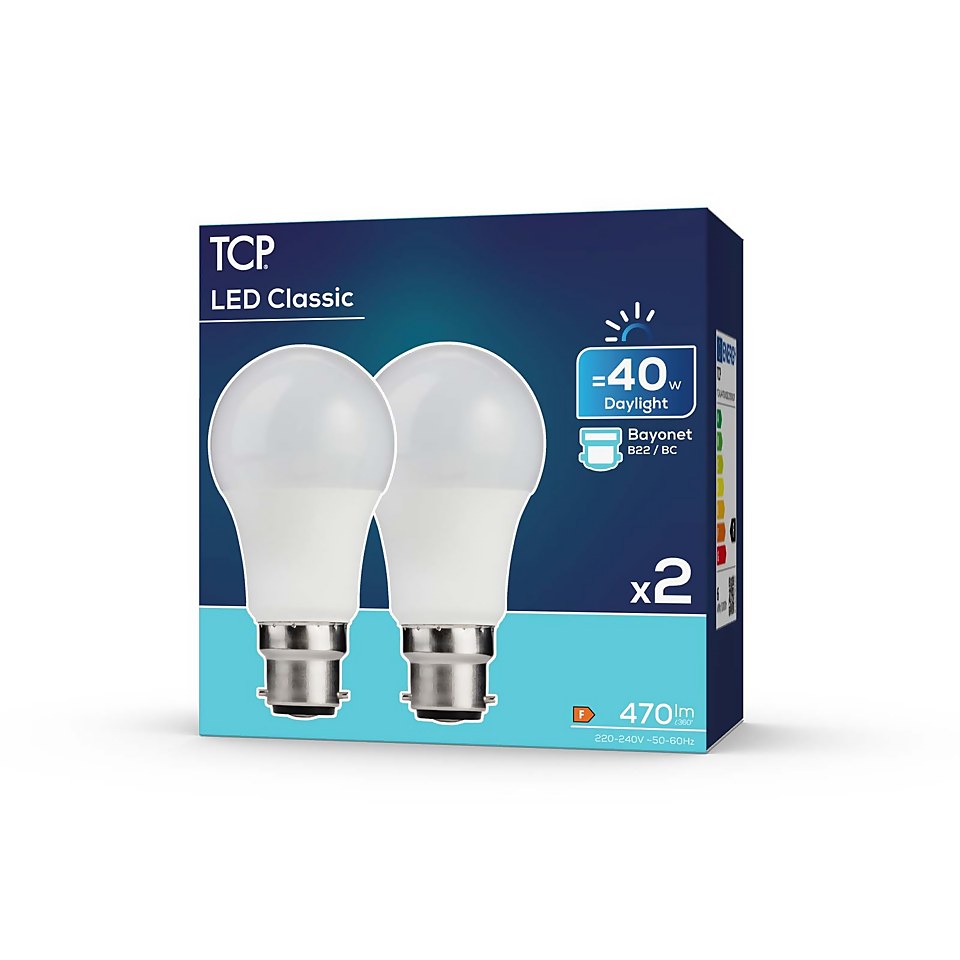 TCP Led Classic 40w Bc Daylight Bulb 2pk