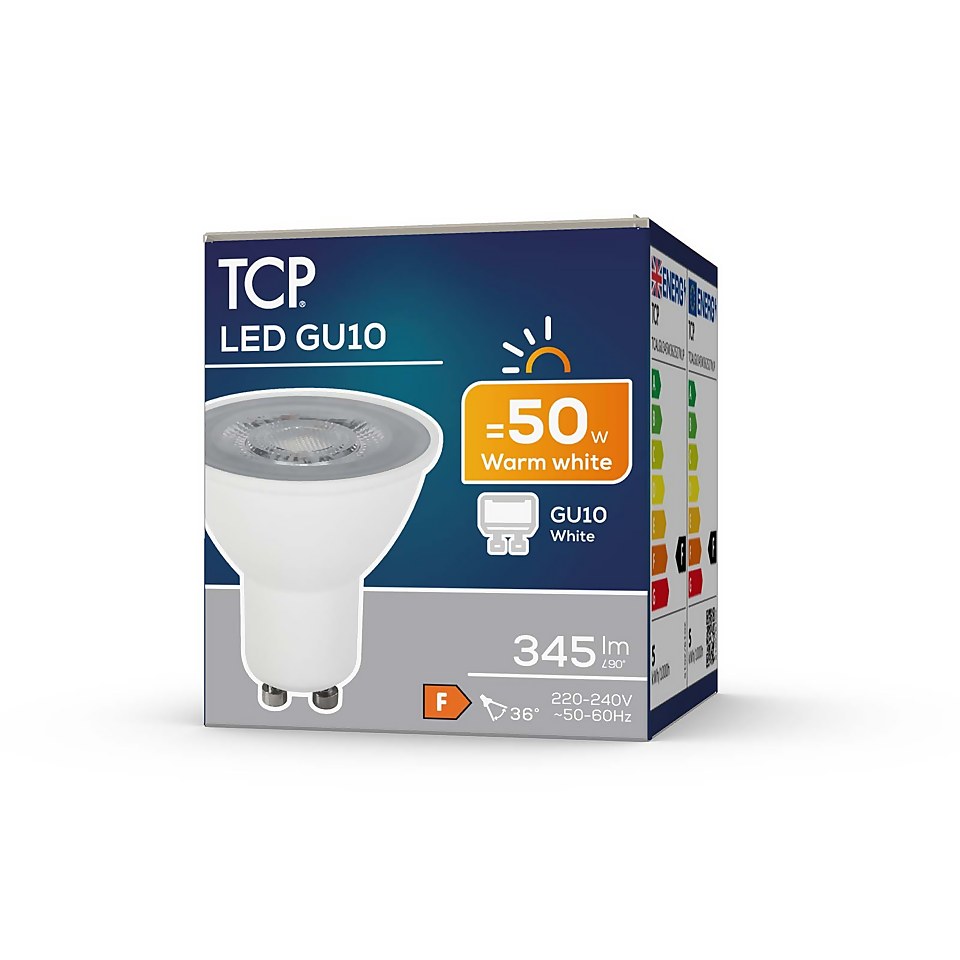TCP Led Plastic Gu10 50w Warm Bulb