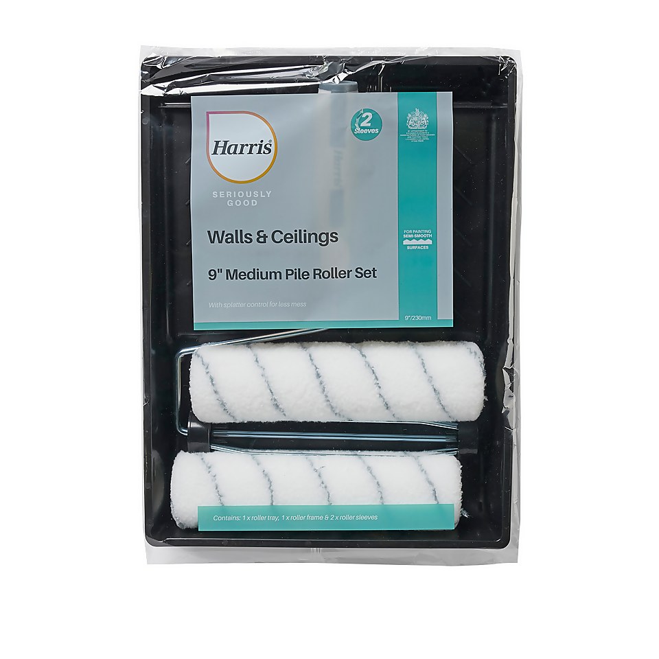 Harris Seriously Good Walls & Ceilings 9in Twin Sleeve Roller & Tray Set