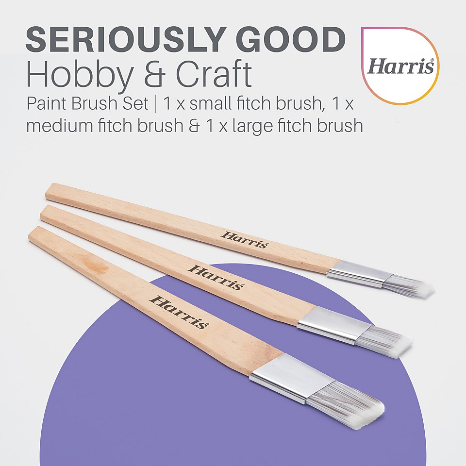 Harris Seriously Good Hobby & Craft Fitch Paint Brushes 3 Pack