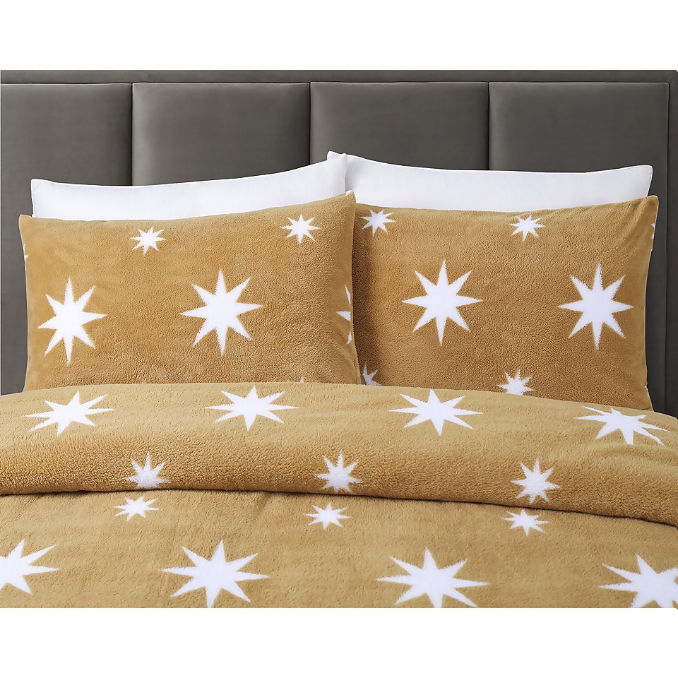 Snuggle Fleece Bedding Set - Ochre Star - Double