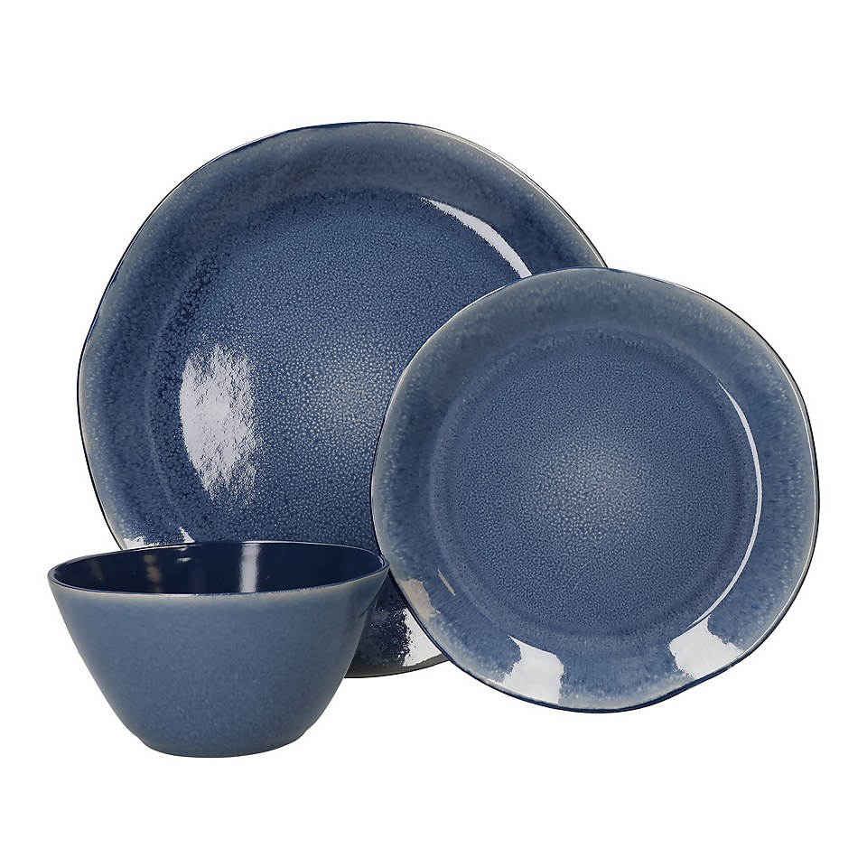 Country Living Renee 12 Piece Dinner Set Blue Homebase
