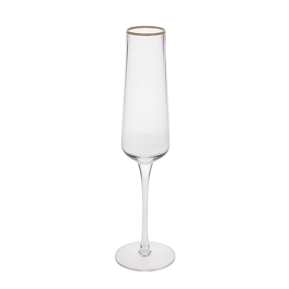 House Beautiful Textured Gold Detail Champagne Flute