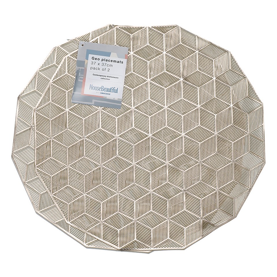 House Beautiful Round Gold Placemats 2 Pack Homebase