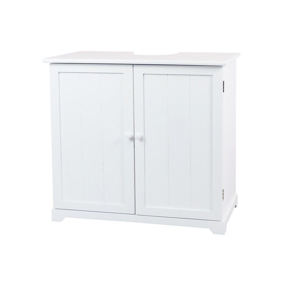 Classic White Under Sink 2 Door 1 Shelf Bathroom Storage Unit