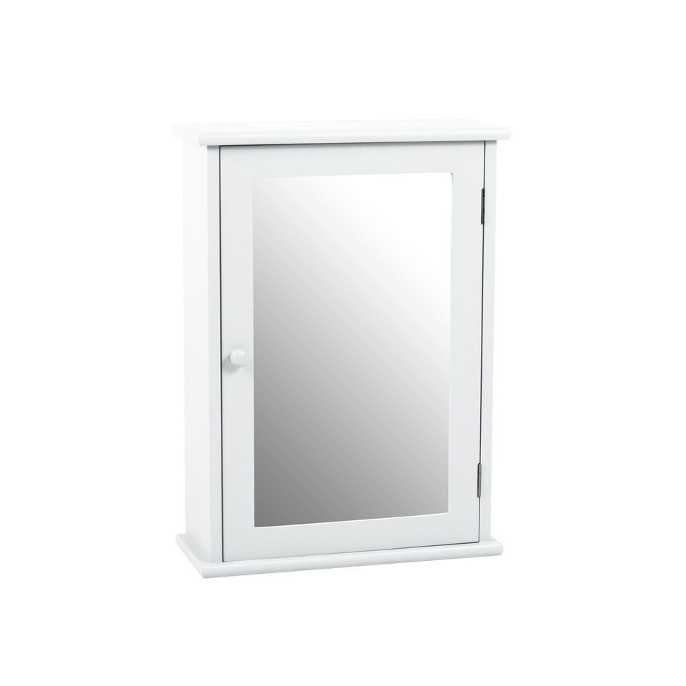 Classic White Mirrored Single Door Bathroom Cabinet