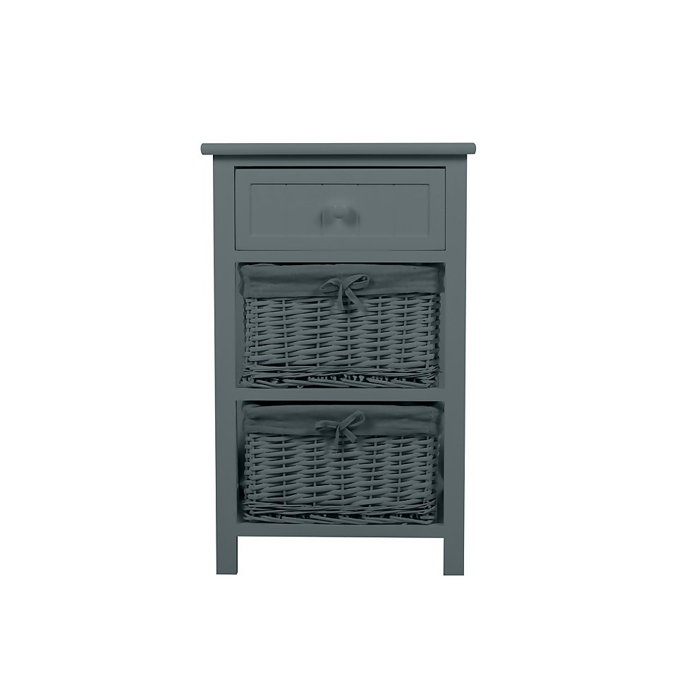 Classic Grey Bathroom Storage Unit - Wooden & Willow Drawers