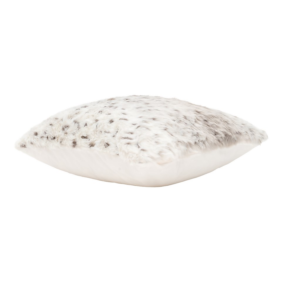 Snow Leopard Faux Fur Cushion - 50cm