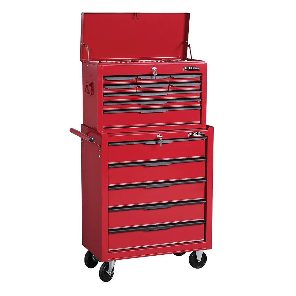 Hilka Heavy Duty  14 Drawer Combination Tool Storage Unit with Ball Bearing Slides