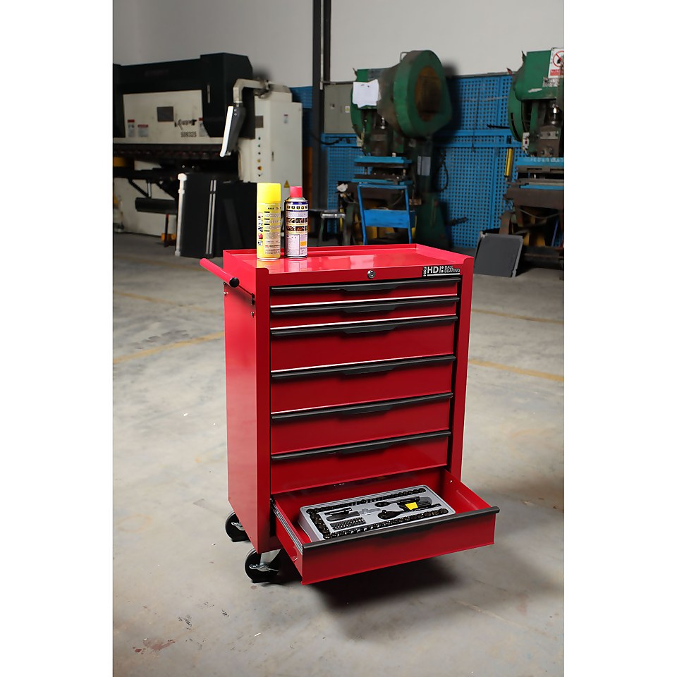 Hilka Heavy Duty 7 Drawer Tool Storage Trolley with Ball Bearing Slides