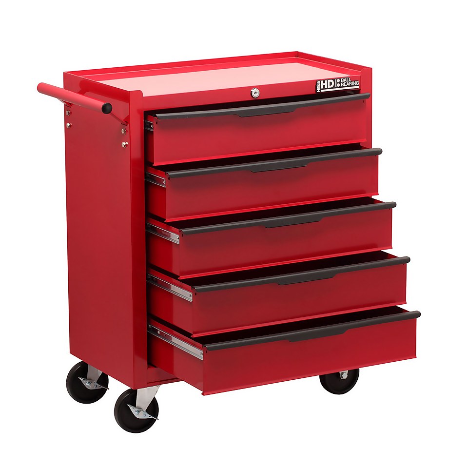 Hilka Heavy Duty 5 Drawer Tool Storage Trolley with Ball Bearing Slides