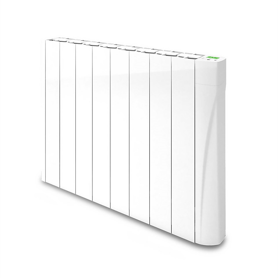 TCP Wall Mounted Oil Filled Radiator with Smart Features in White - 1000W
