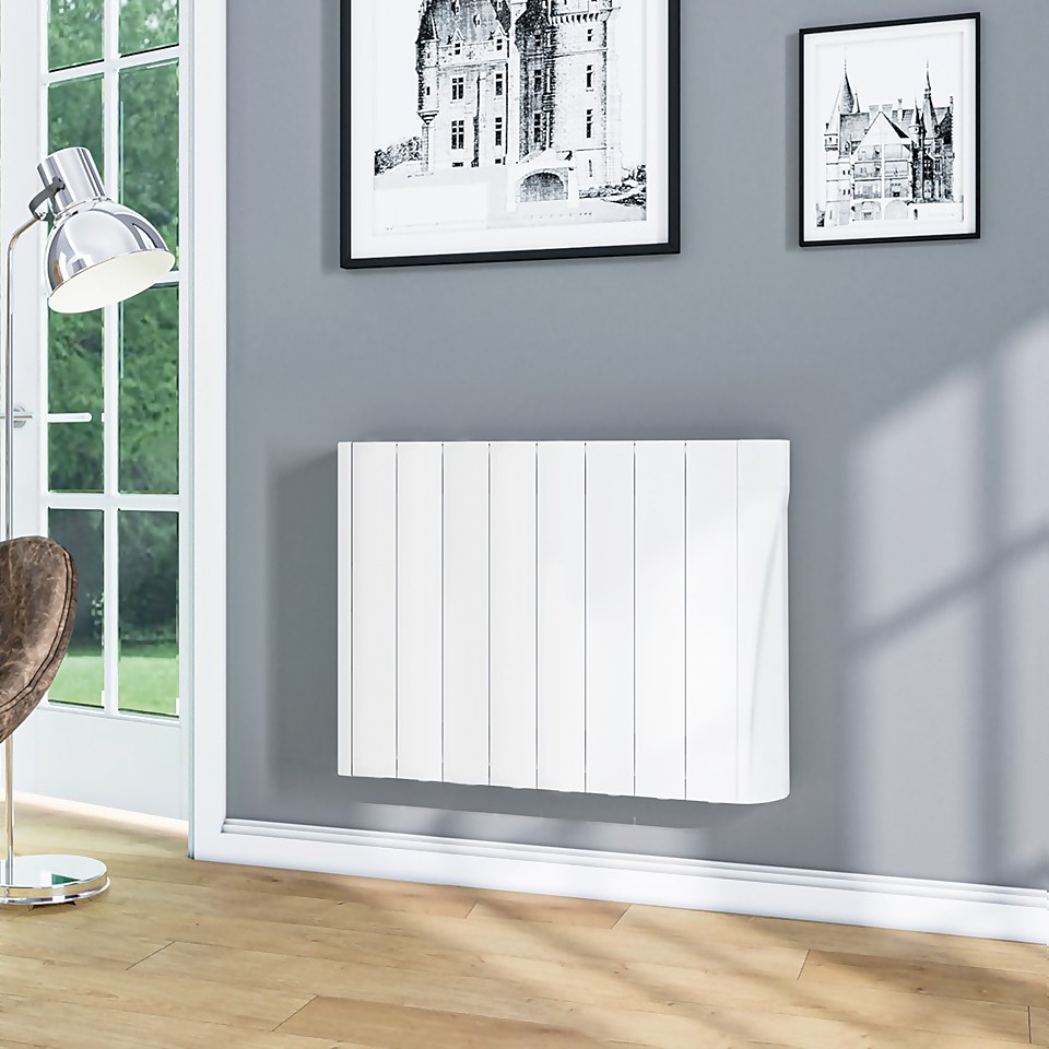 TCP Wall Mounted Oil Filled Radiator with Smart Features in White - 1000W