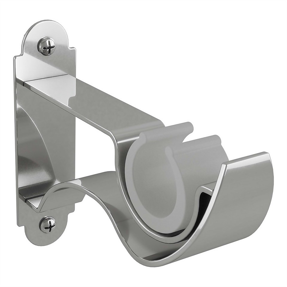 Push Fit Curtain Bracket - Polished Silver