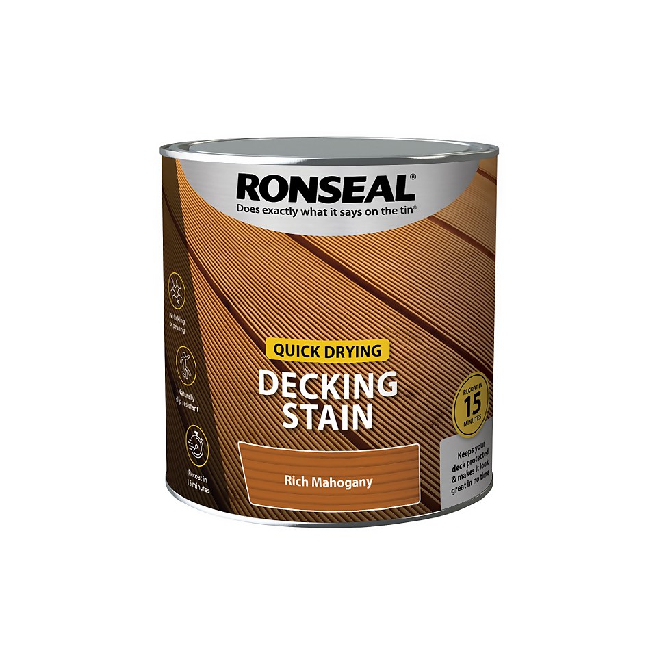 Ronseal Quick Drying Decking Stain Rich Mahogany - 2.5L