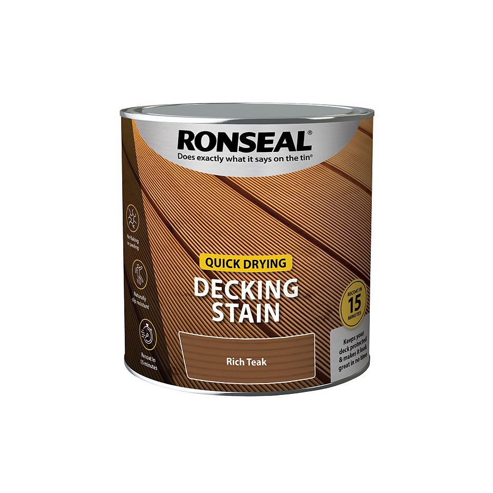 Ronseal Quick Drying Decking Stain Rich Teak - 2.5L