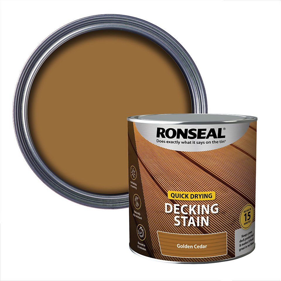 Ronseal Quick Drying Decking Stain Golden Cedar - 2.5L