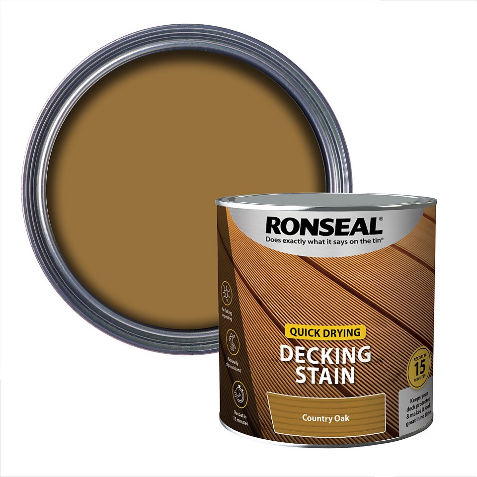 Ronseal Quick Drying Decking Stain Country Oak - 2.5L