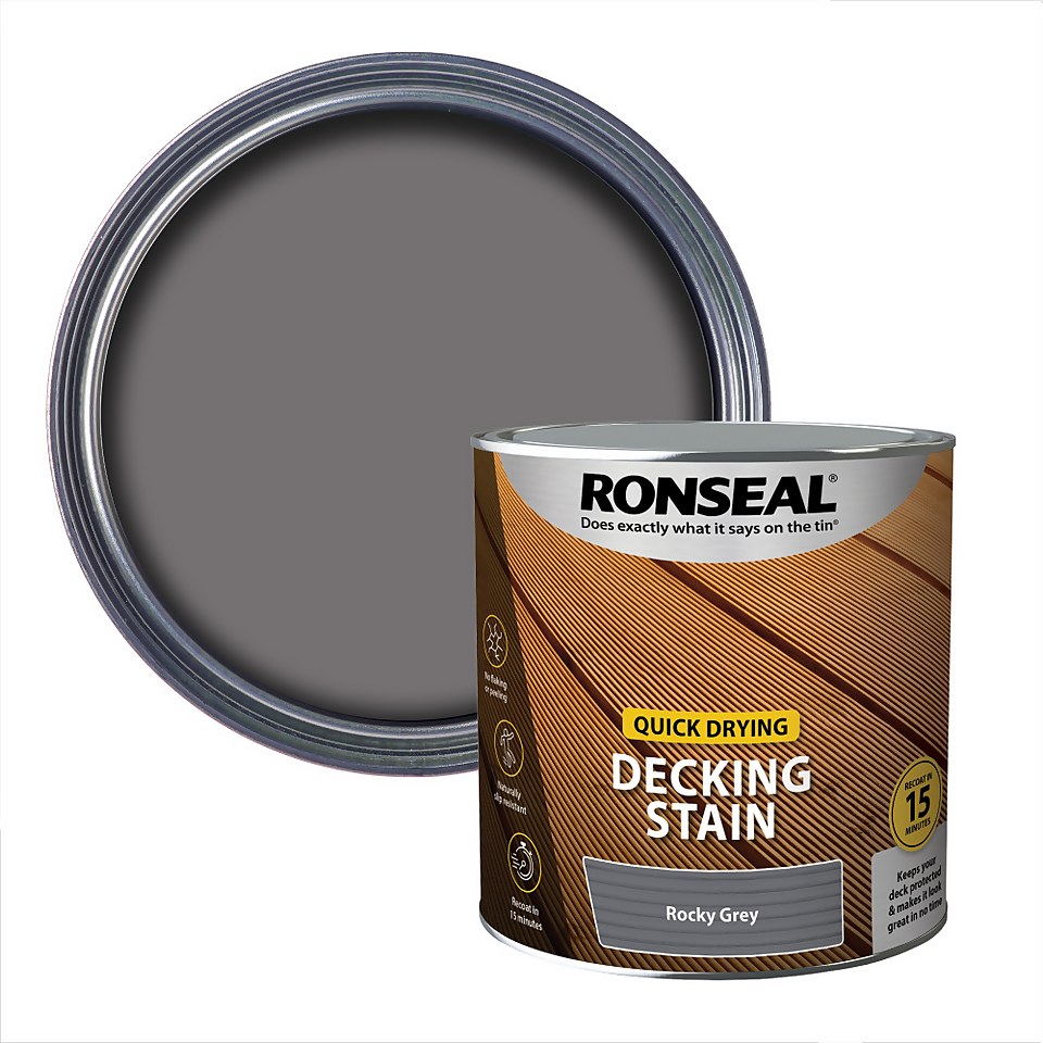 Ronseal Quick Drying Decking Stain Rocky Grey - 2.5L