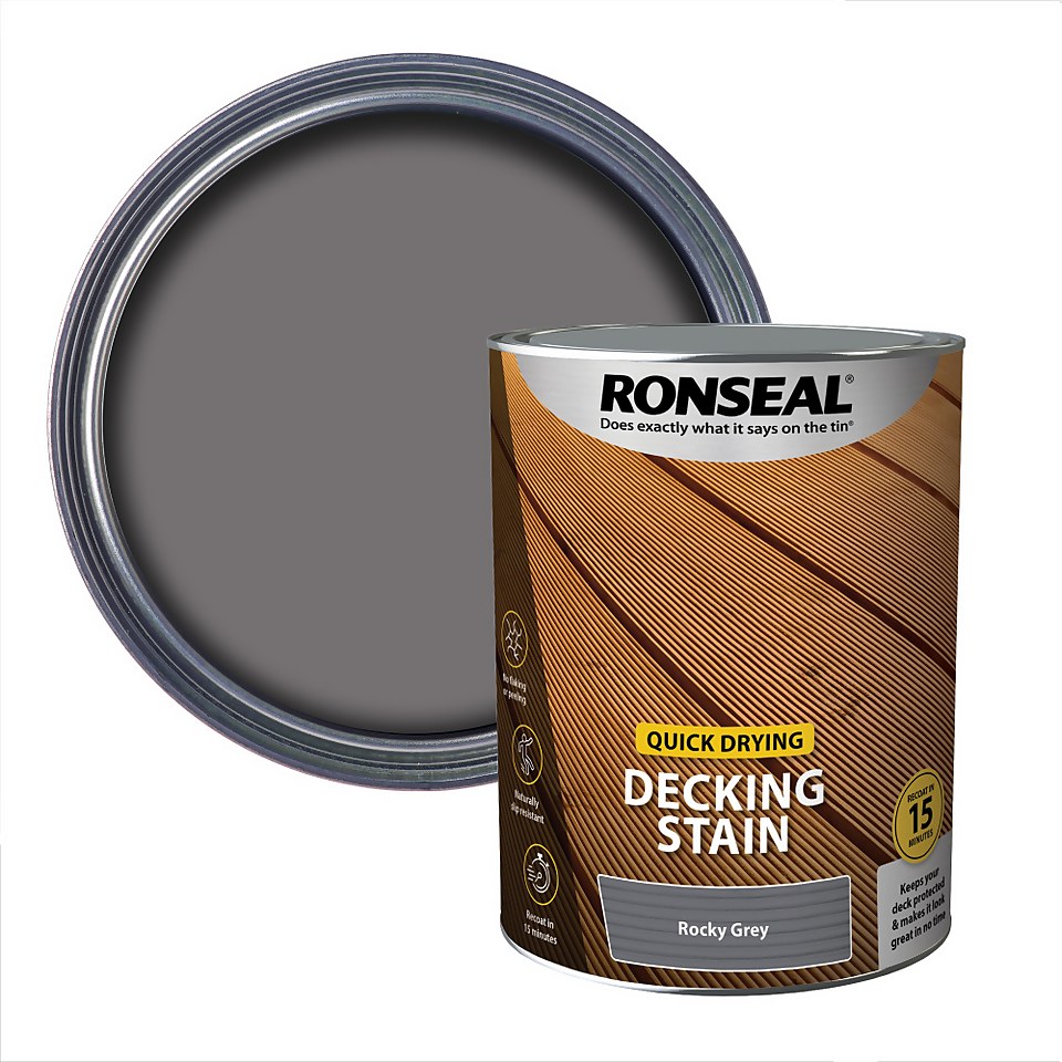 Ronseal Quick Drying Decking Stain Rocky Grey - 5L