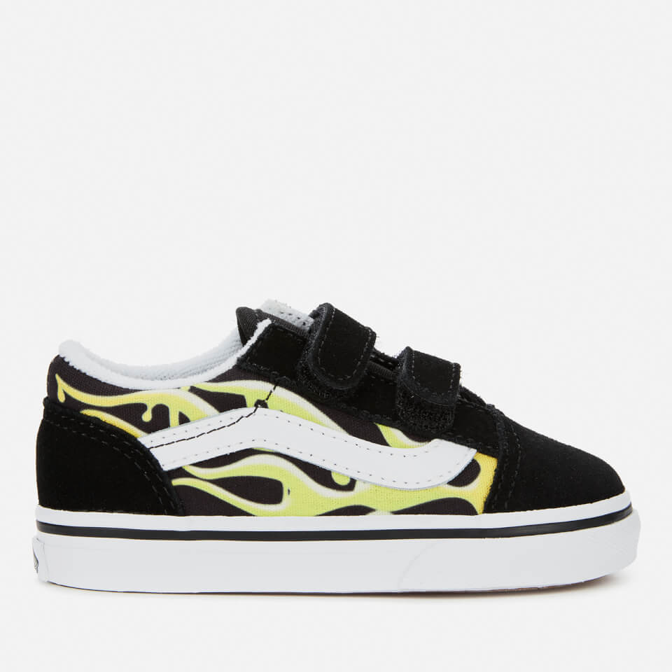 Vans Toddlers Old Skool Velcro Trainers Slime Flame Allsole