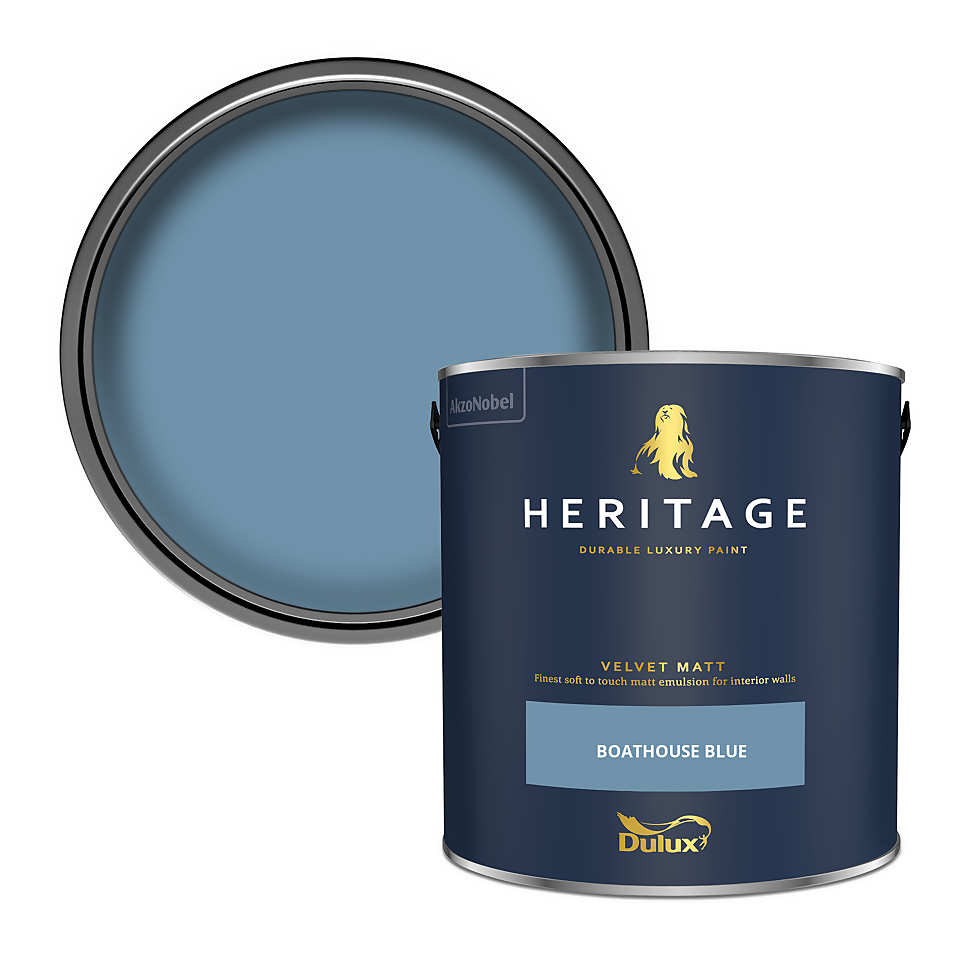 Dulux Heritage Matt Emulsion Paint Boathouse Blue - 2.5L