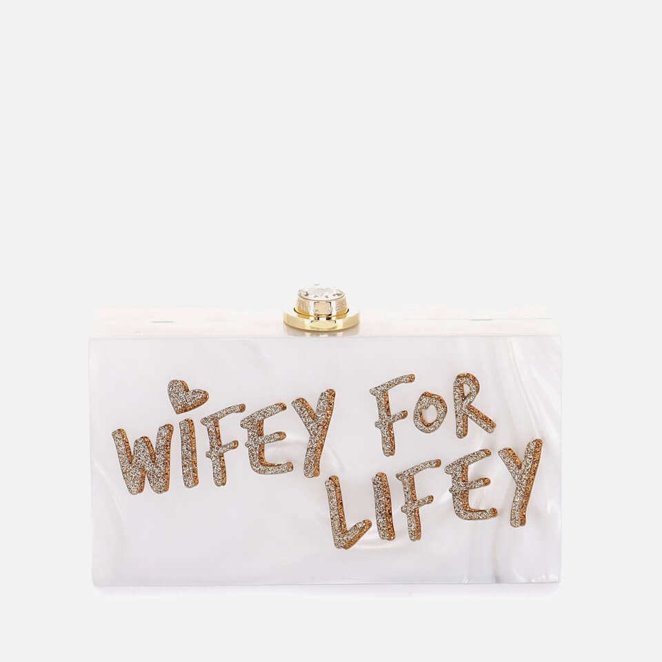 Sophia Webster Women's Cleo Wifey For Lifey Clutch Bag - White & Gold